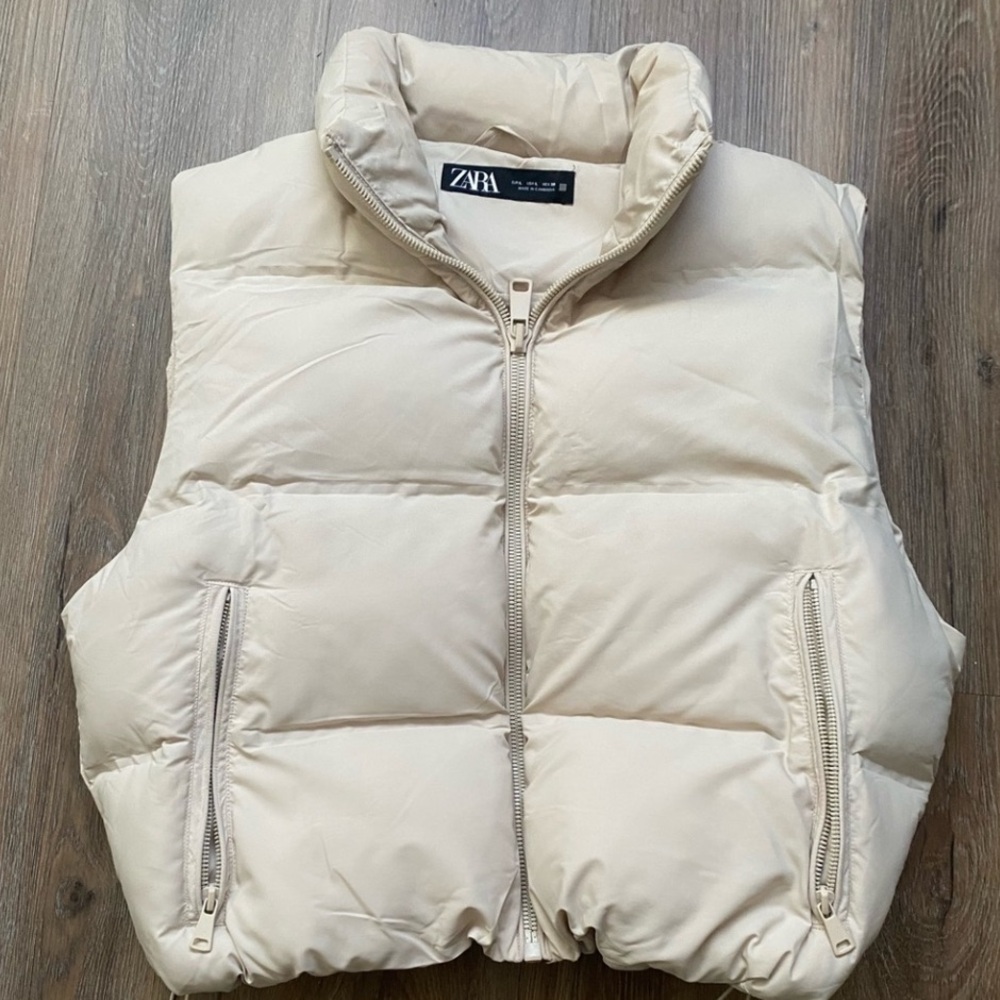 Zara Cream Puffer Vest - Picture 2 of 5